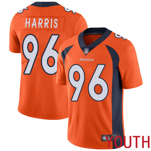 Youth Denver Broncos #96 Shelby Harris Orange Team Color Vapor Untouchable Limited Player Football NFL Jersey
